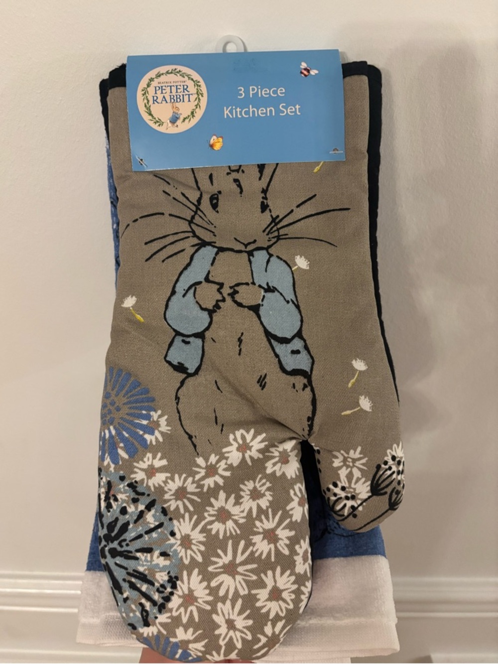 NWT Beatrix Potter Peter Rabbit 3-Piece Kitchen Set - Gray and Blue